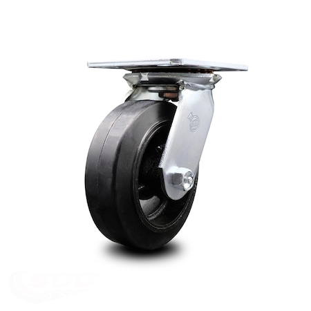 Service Caster 6 Inch Heavy Duty Top Plate Rubber on Steel Swivel Caster with Ball Bearing SCC SCC-35S620-RSB